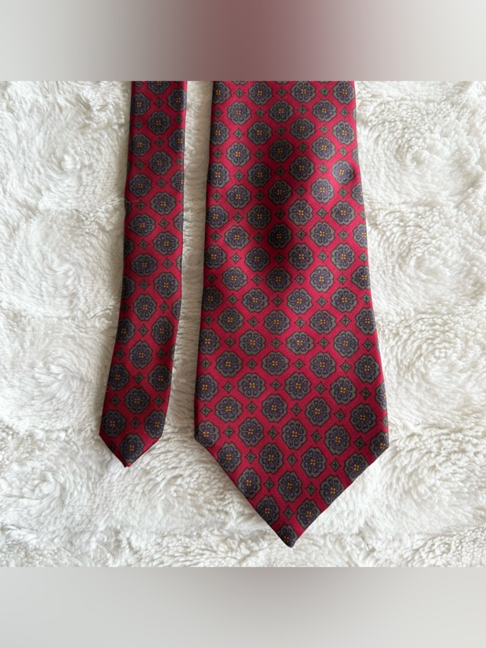 Vintage Christian Dior Monsieur Necktie Mens 56” Red Silk Geometric Floral USA